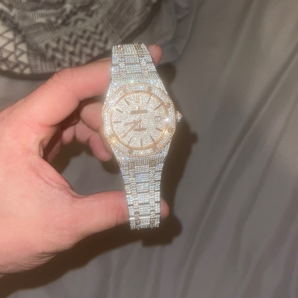 Audemar Piguet Watch. Non factory assembled.  Moissanite diamonds.